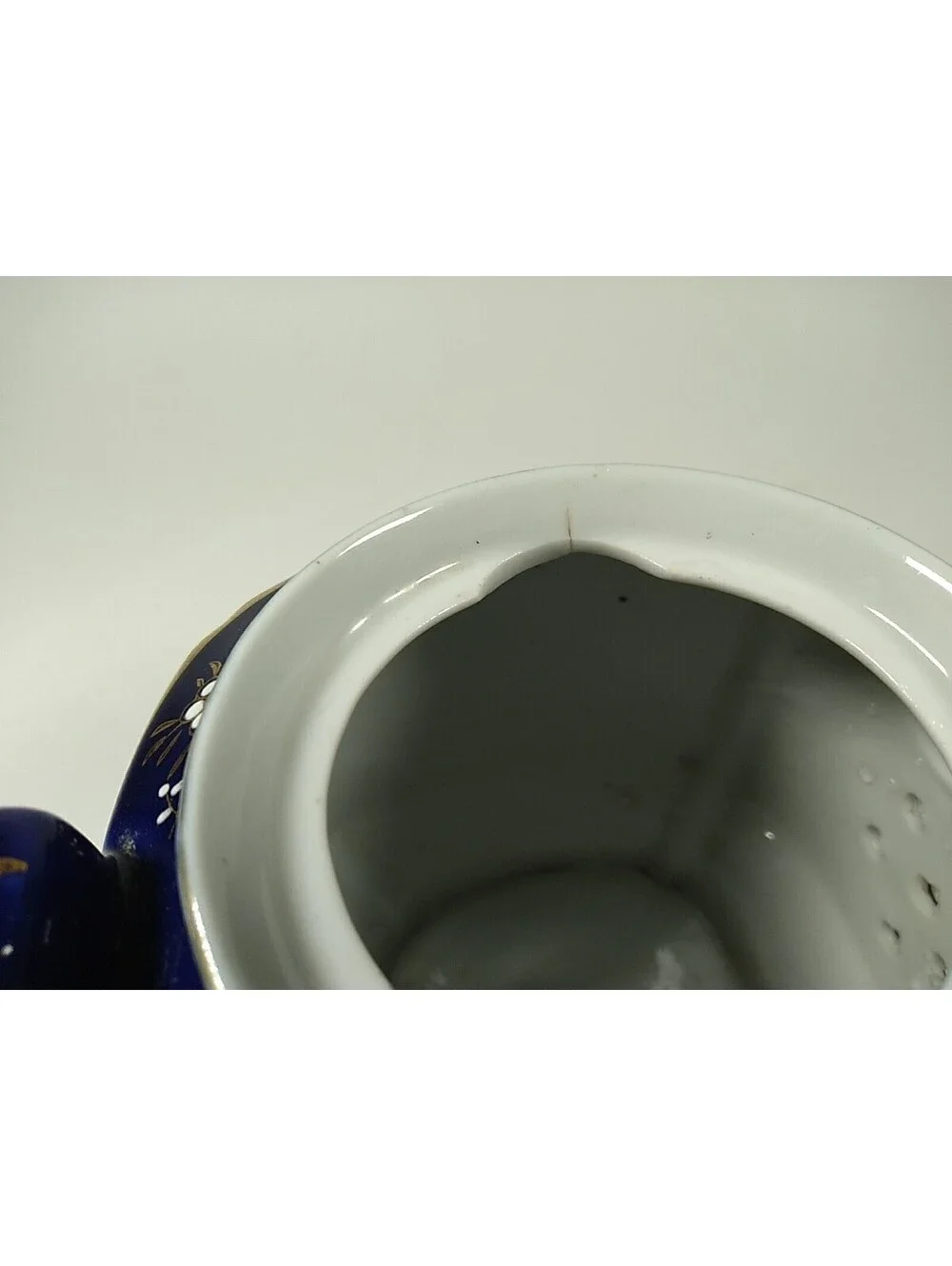 Vintage Cobalt Blue Teapot Tea Pot Flowers Gold Trim TA Made Japan Kitchen Decor